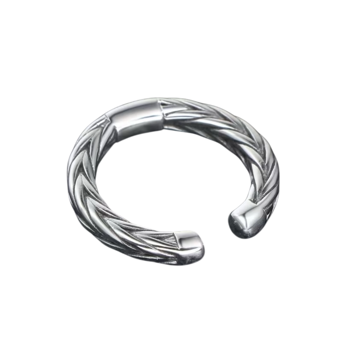 Anillo Tejido Laurel Plateado 