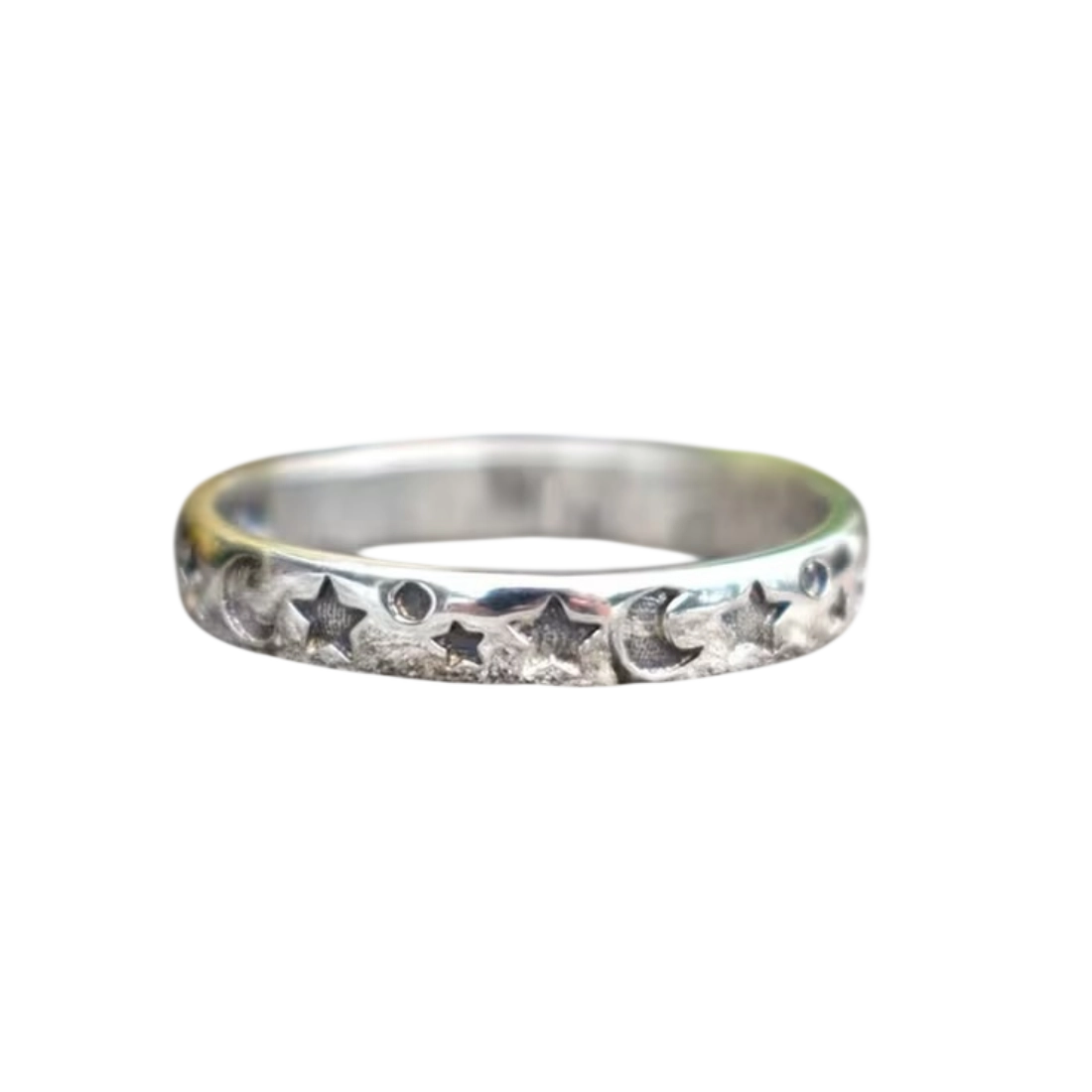 Anillo Estrellas y Lunas Plateado 