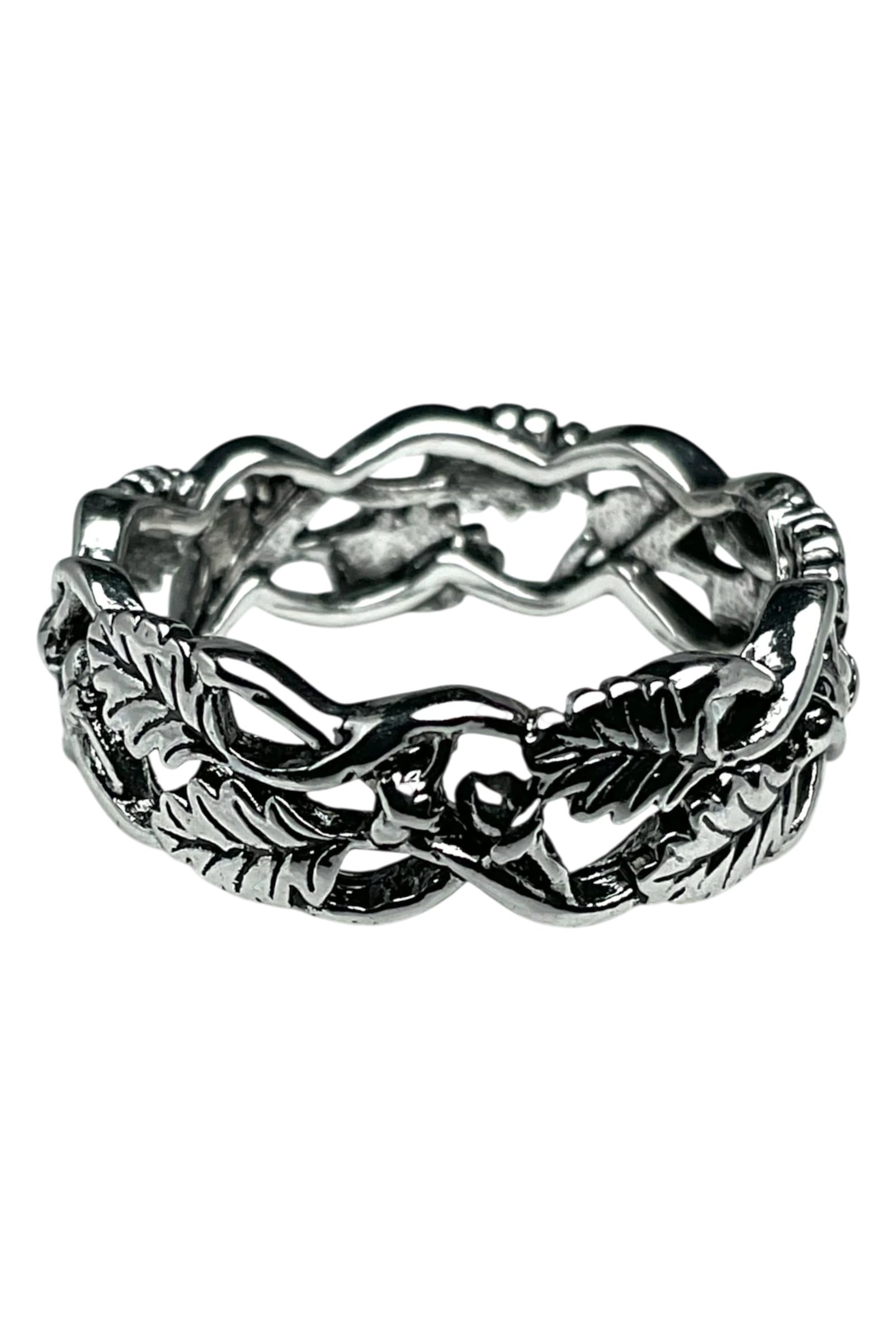 Anillo Hojas Plateado