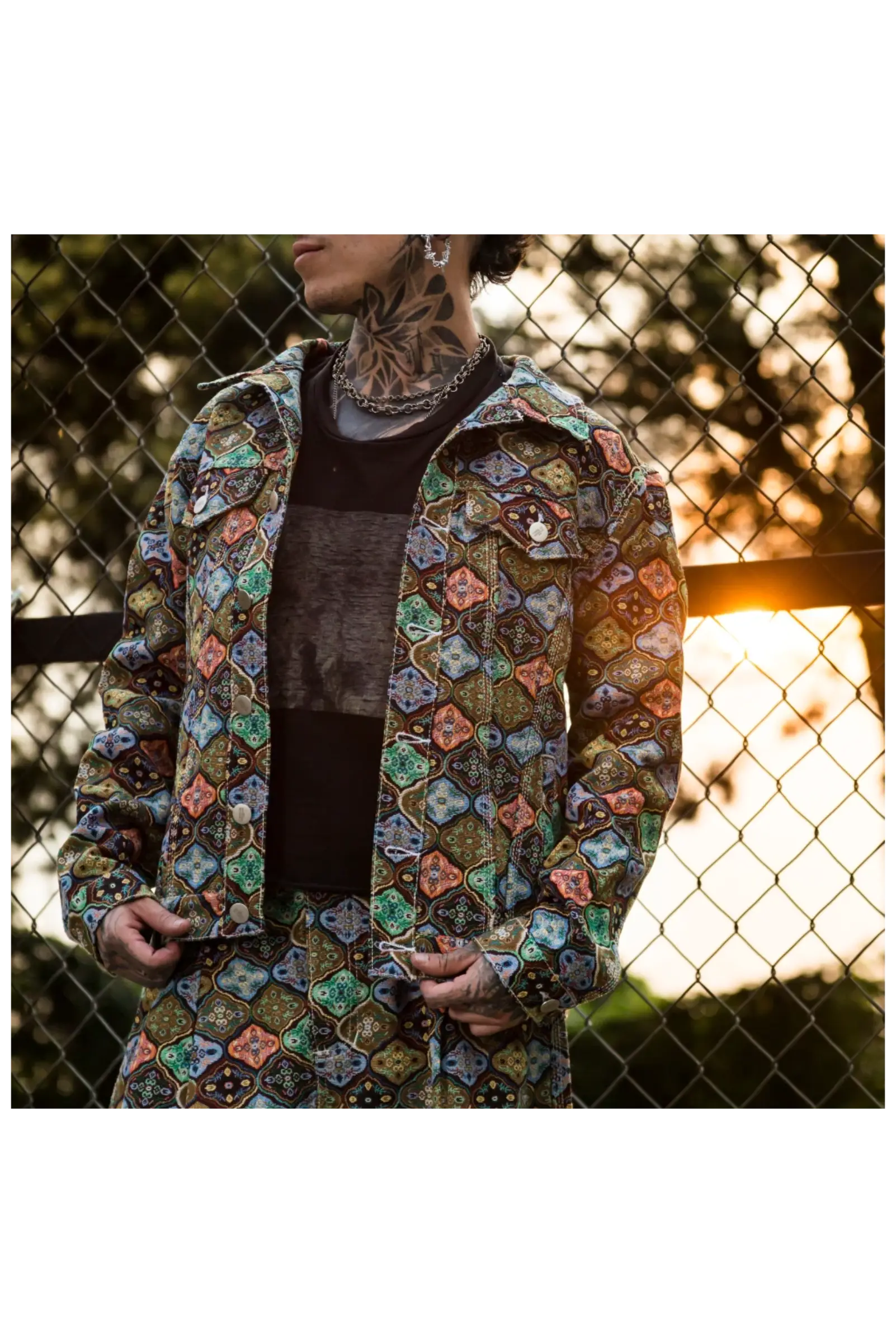Chaqueta CDA Jacquard Oliva